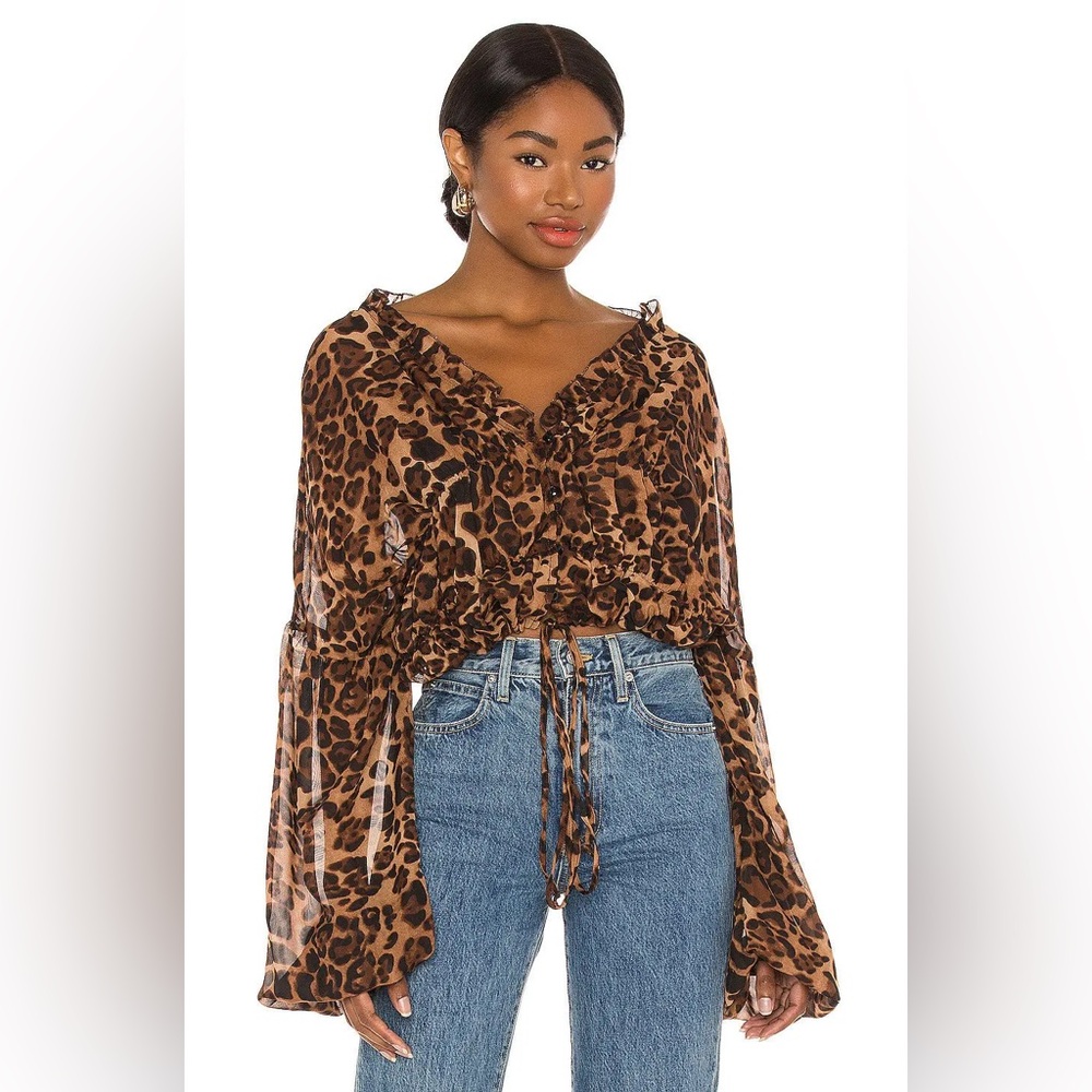 SNDYS Leopard Prairie Sheer Top